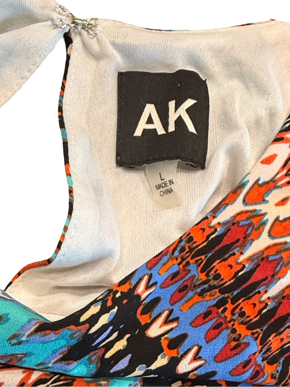 AK Anne Klein Multicolor Geometric Chevron Sleeveless A-Line Dress Size Large NW - Picture 6 of 10
